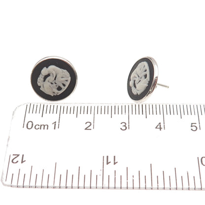 Josiah Wedgwood 925 Sterling Vintage 1979 Birmingham Jasperware Cameo Earrings