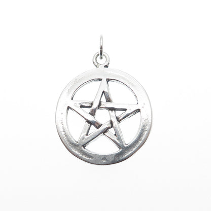 SUNWEST 925 Sterling Silver Vintage Pentagram Oxidized Charm Pendant