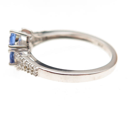 Chuck Clemency 925 Sterling Silver Real Tanzanite & White Topaz Ring Size 8.25