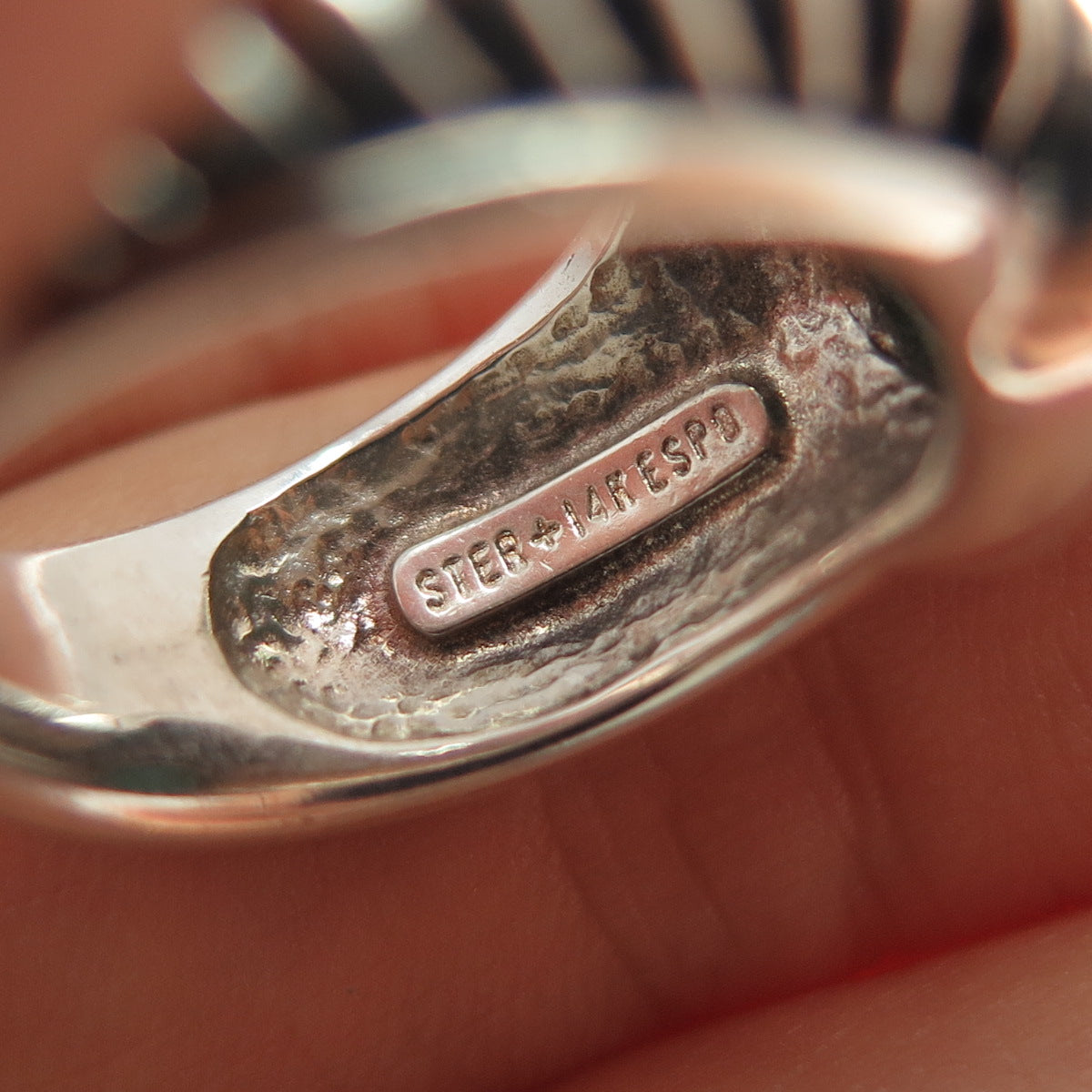 ESPO JOSEPH ESPOSITO 14K Gold Sterling Silver Vintage Turquoise Ring Size 7.25