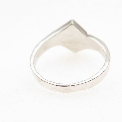 925 Sterling Silver Vintage Real Lapis Bypass Oxidized Ring Size 4.75