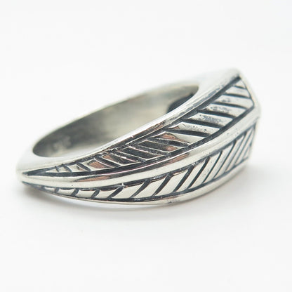 925 Sterling Silver Vintage Etched Striped Ring Size 9