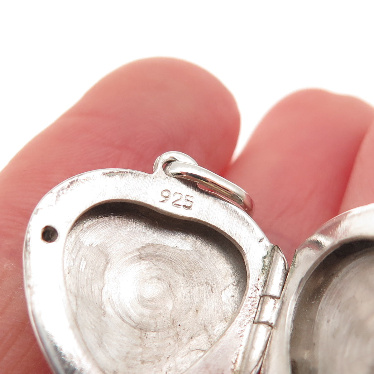 925 Sterling Silver Vintage Real MOP Heart Locket Charm Pendant