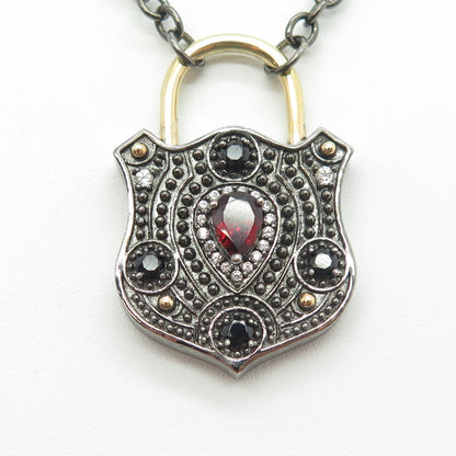 MICHAEL VALITUTTI 925 Sterling Silver White Topaz Garnet Spinel Gem Necklace 32"