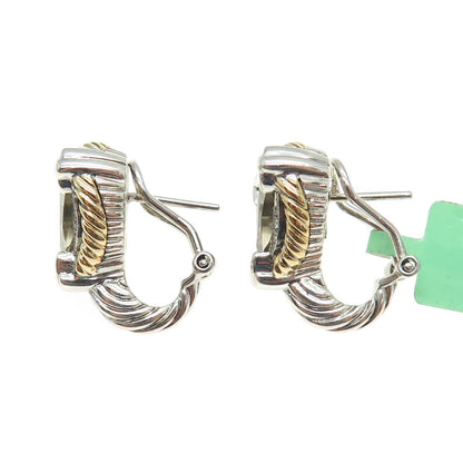 DANWAK 18K Gold Sterling 18 Diamond 0.09ct & 2 Quartz 3.46ct Omega Back Earrings