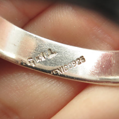 925 Sterling Silver Vintage Mexico Brick Wall Band Ring Size 13.25