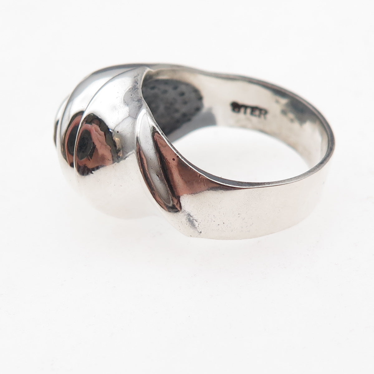 Pejois 925 Sterling Silver Vintage Modernist Oxidized Ring Size 8.25