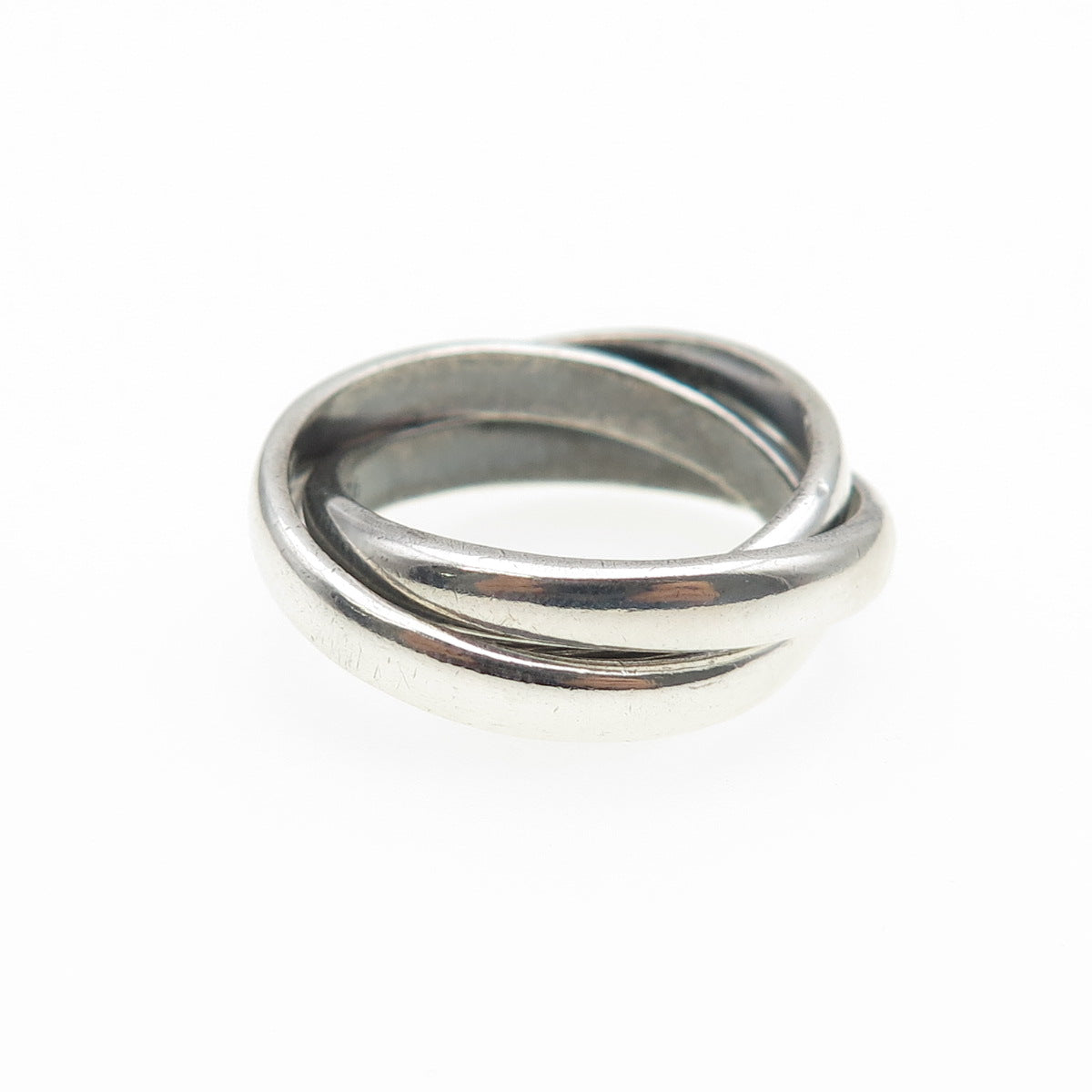 925 Sterling Silver Vintage Interlocked Trinity Band Ring Size 6.75