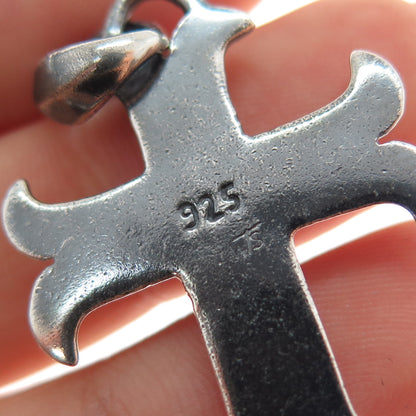925 Sterling Silver Vintage Cross Religious Oxidized Charm Pendant