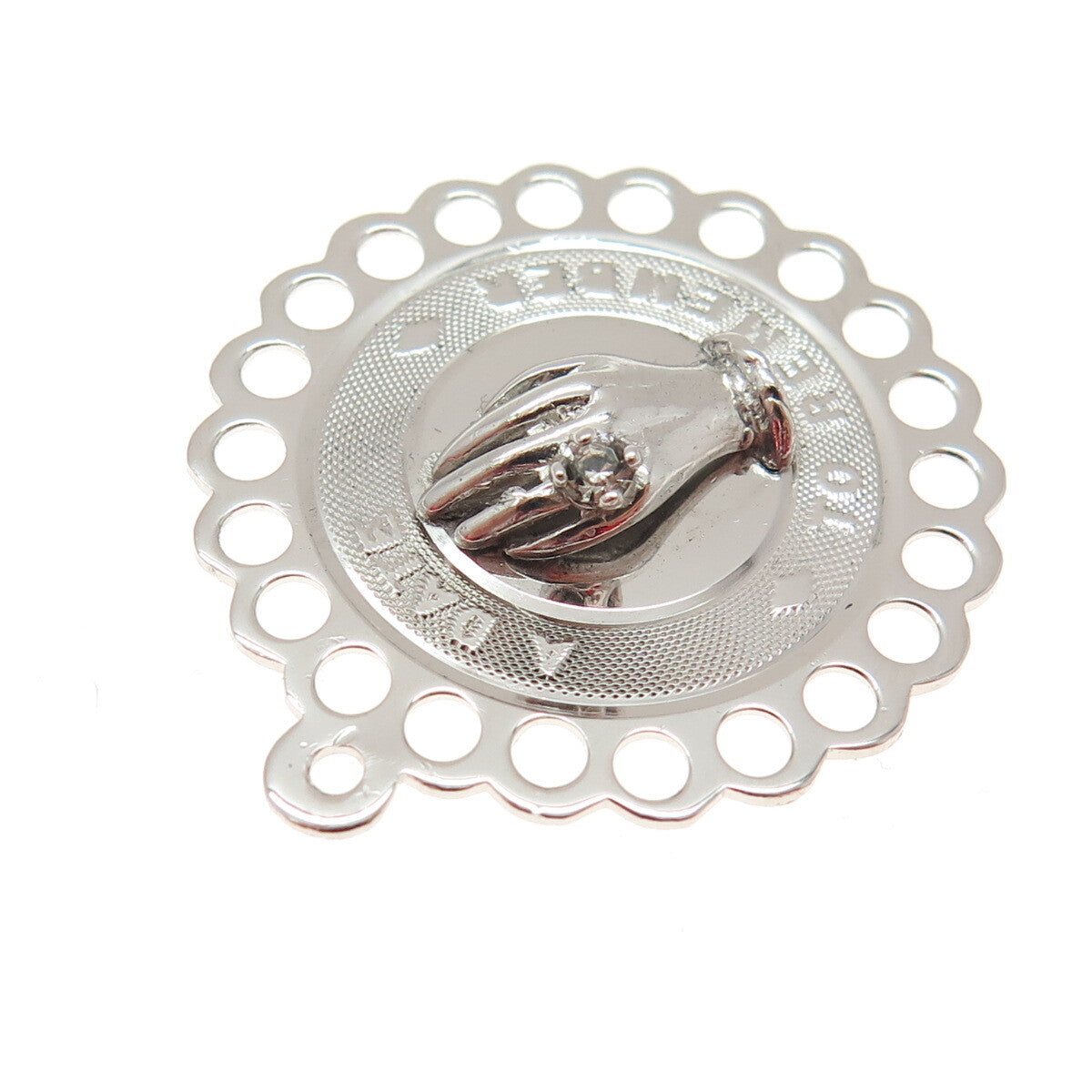 925 Sterling Vintage Rhinestone "A Date to Remember" Engagement Ring Pendant