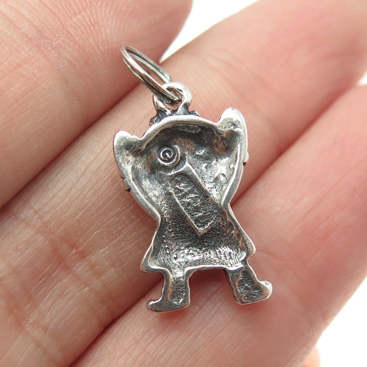 925 Sterling Silver Vintage Baby Girl Oxidized Minimalist Charm Pendant