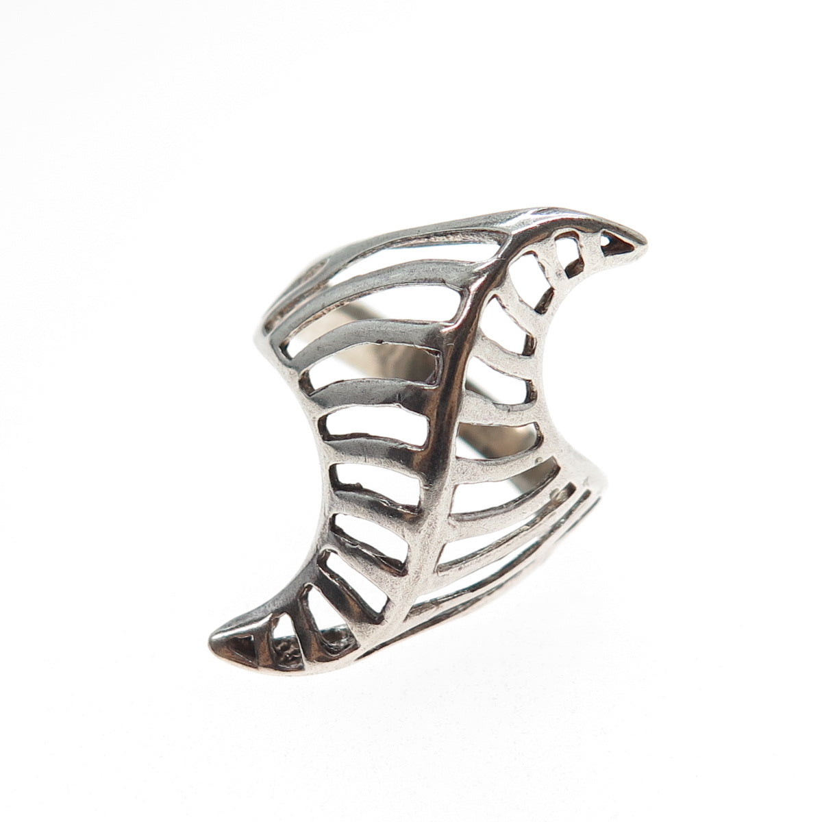 925 Sterling Silver Vintage Modernist Oxidized Ring Size 10.25