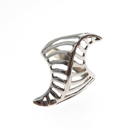 925 Sterling Silver Vintage Modernist Oxidized Ring Size 10.25