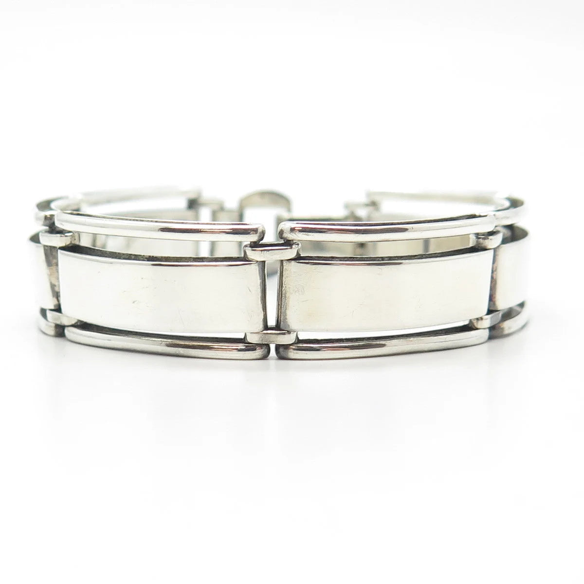 925 Sterling Silver Vintage Panel Link Bracelet 7"
