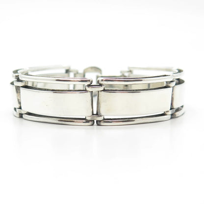 925 Sterling Silver Vintage Panel Link Bracelet 7"