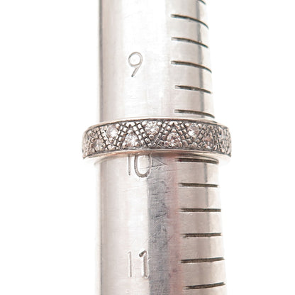 925 Sterling Silver Round-Cut C Z Zig Zag Band Ring Size 10