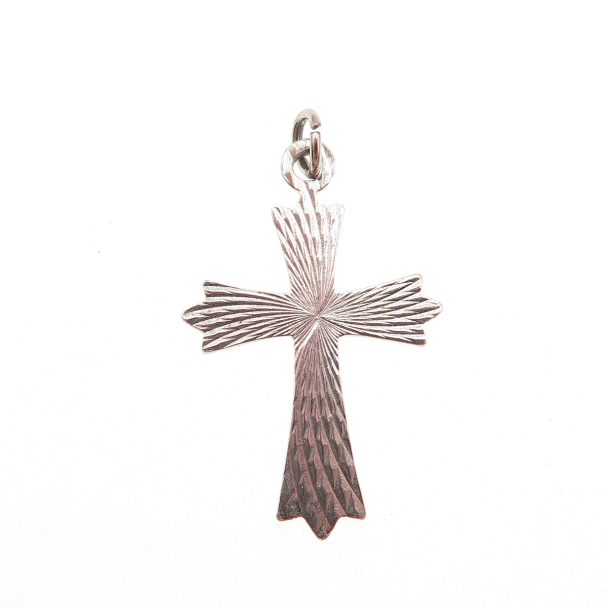 925 Sterling Silver Vintage Diamond-Cut Cross Charm Pendant