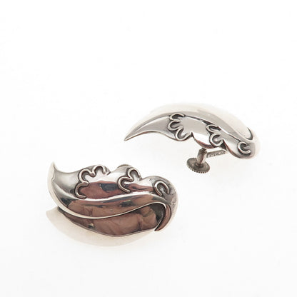 Astri Holthe Sterling Silver Vintage Norway Modernist Floral Screw Back Earrings