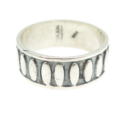 925 Sterling Silver Vintage Mexico Oval All Around Band Ring Size 12.5