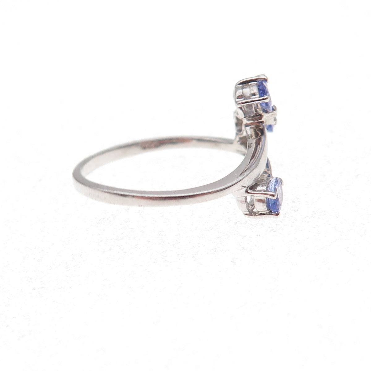 925 Sterling Silver Real Oval-Cut Tanzanite Bypass Ring Size 7.5