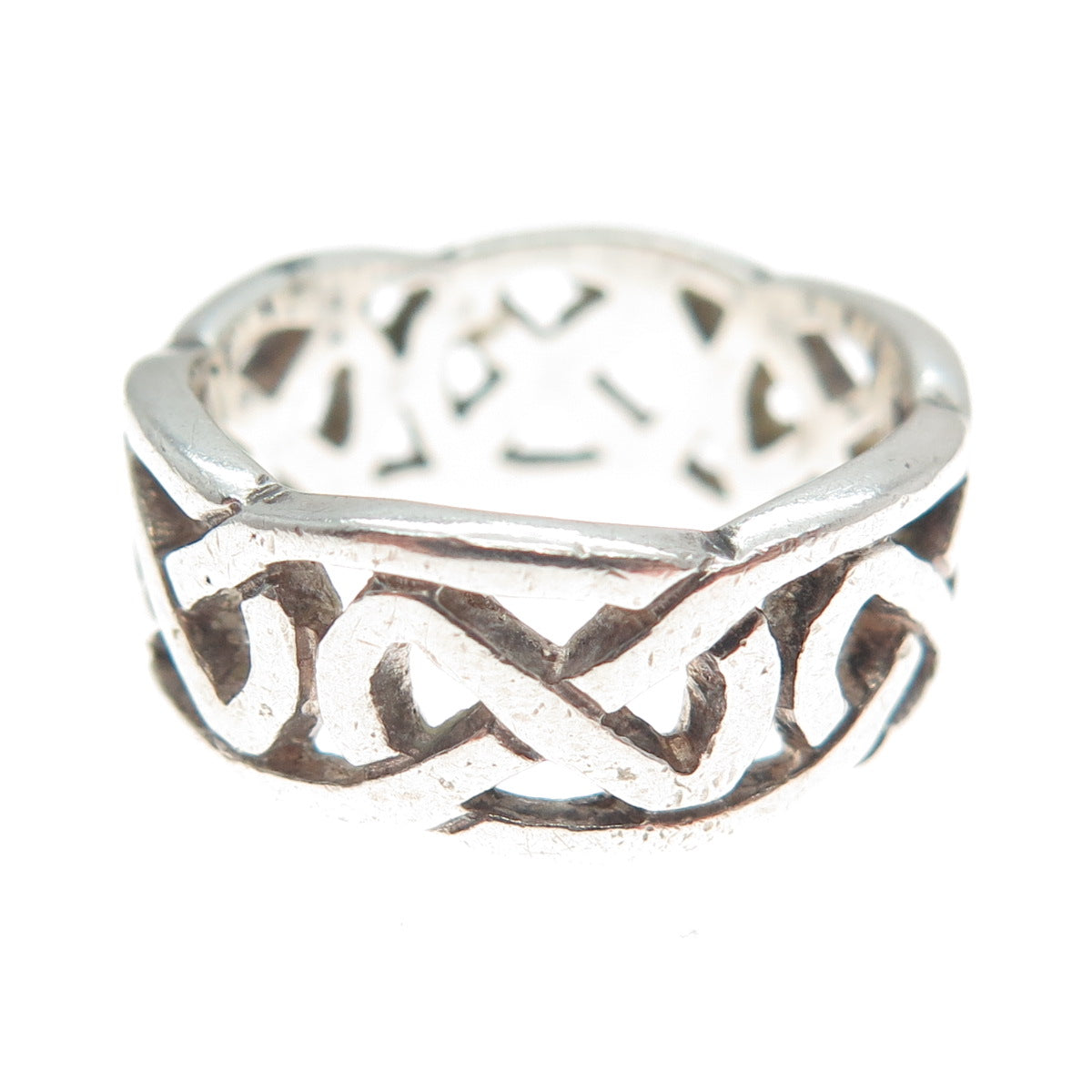 925 Sterling Silver Vintage JC Dublin Celtic Knot Oxidized Band Ring Size 5.75