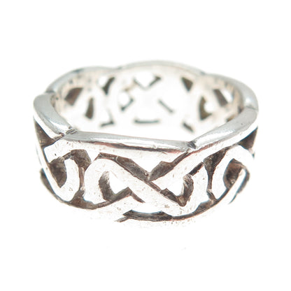925 Sterling Silver Vintage JC Dublin Celtic Knot Oxidized Band Ring Size 5.75