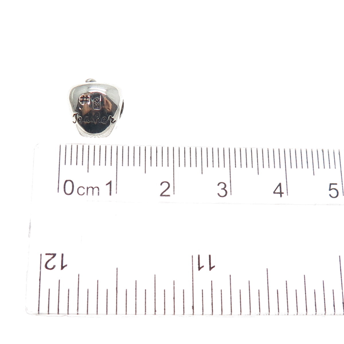 REFLECTION BEADS 925 Sterling Silver C Z #1 Teacher Apple Slide Bead Charm