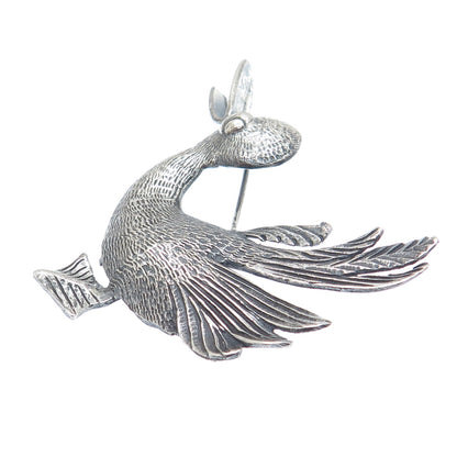 BROOKRAFT 925 Sterling Silver Vintage Duck Oxidized Pin Brooch