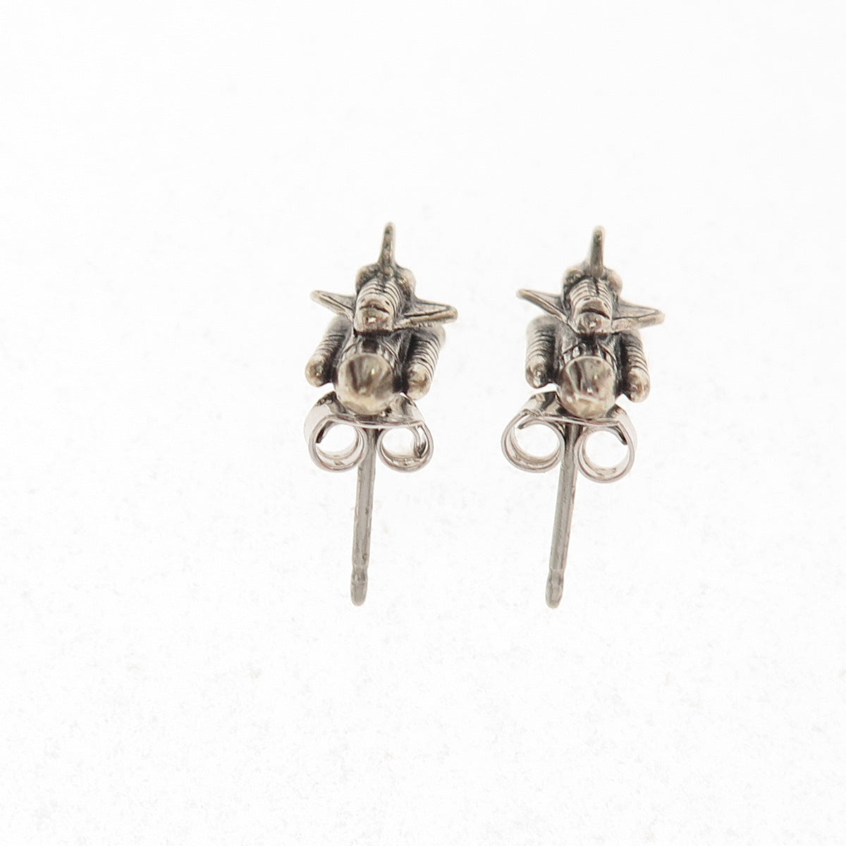 925 Sterling Silver Vintage Space Shuttle Oxidized Earrings