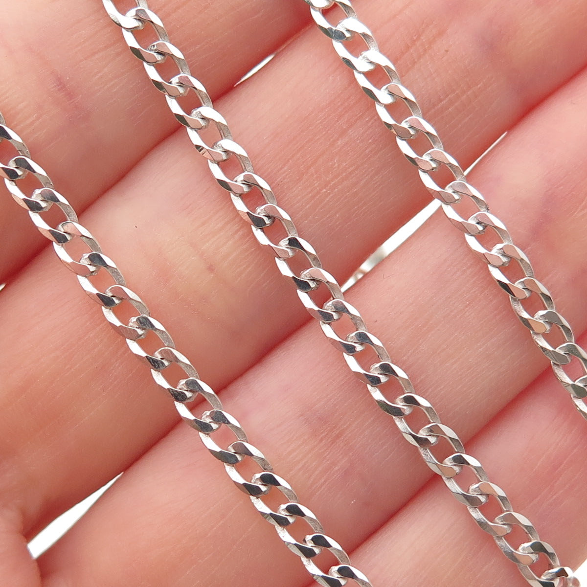 P. Lux 925 Sterling Silver Vintage Italy Curb Chain Necklace 20"