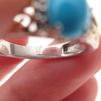 Chuck Clemency Sterling Silver 2-Tone Real Turquoise Tanzanite Ring Size 8.25
