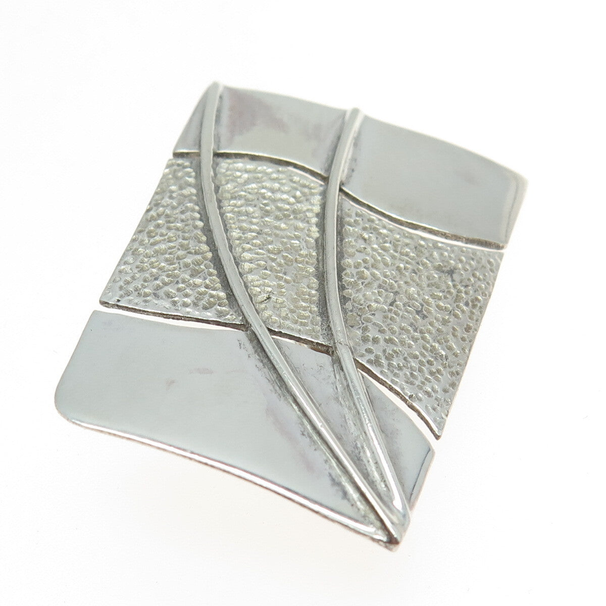 925 Sterling Silver Vintage Modernist Textured Pin Brooch
