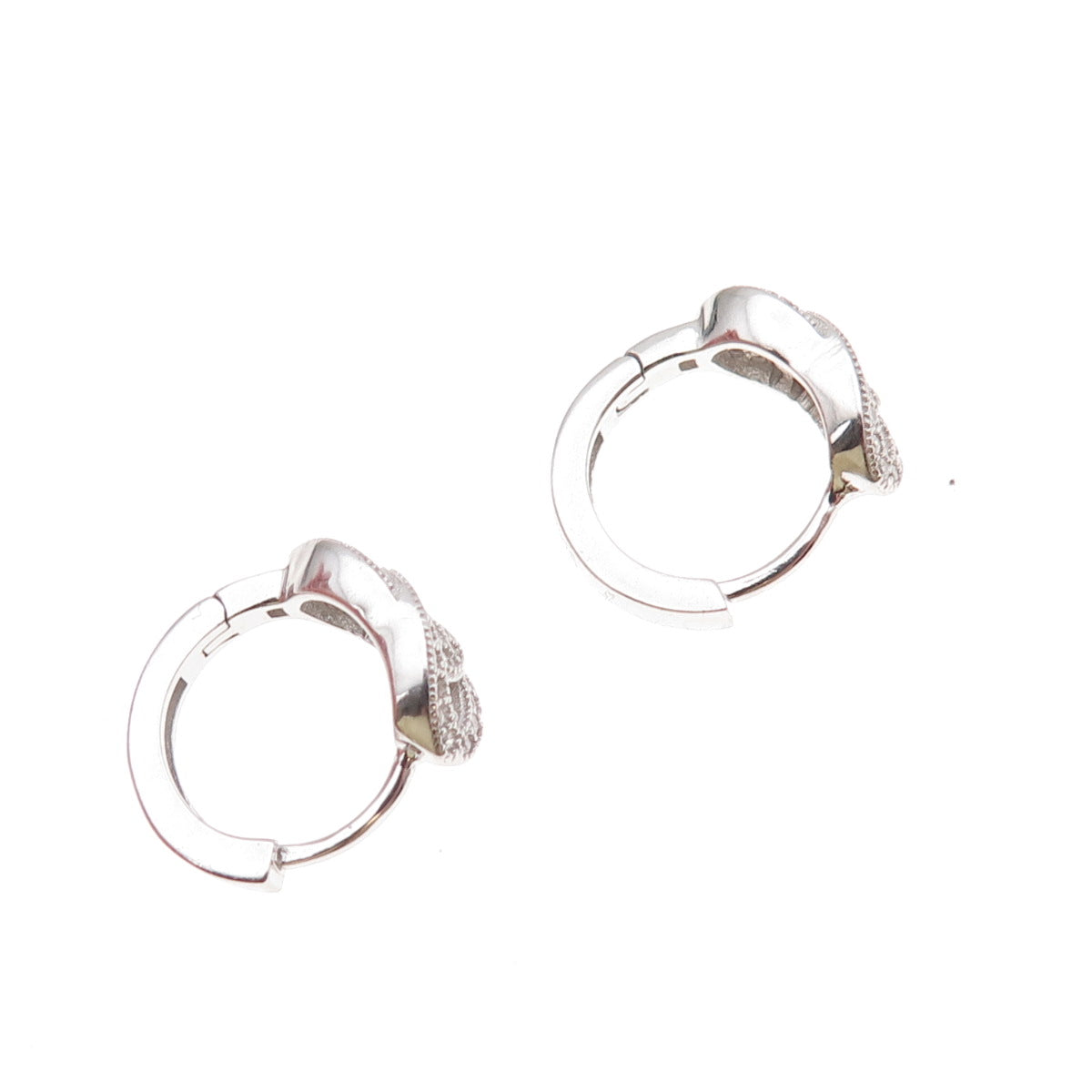 925 Sterling Silver Round-Cut C Z Interlocked Hoop Earrings