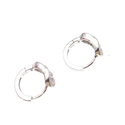 925 Sterling Silver Round-Cut C Z Interlocked Hoop Earrings