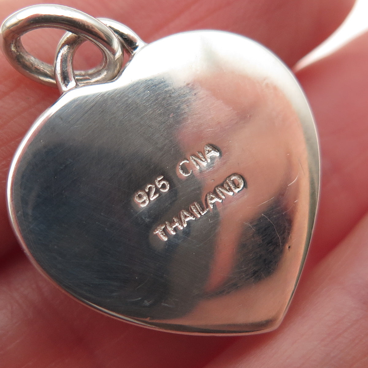 CNA PRANDA 925 Sterling Silver Vintage Real Lavender Jade Heart Charm Pendant