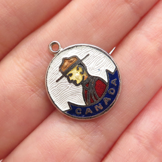 BREADNER CO. 925 Sterling Silver Vintage Enamel Canada Guard Minimalist Pendant