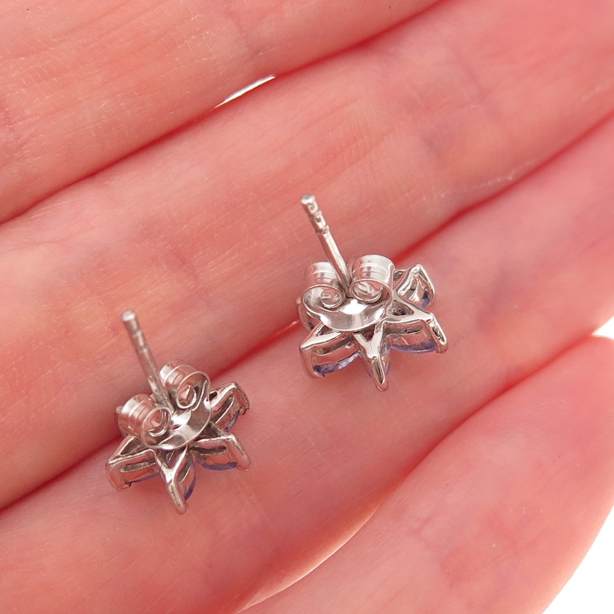 Chuck Clemency 925 Sterling Silver Real Marquise-Cut Tanzanite Stud Earrings