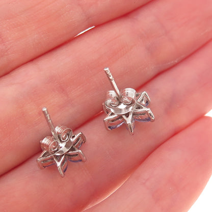 Chuck Clemency 925 Sterling Silver Real Marquise-Cut Tanzanite Stud Earrings