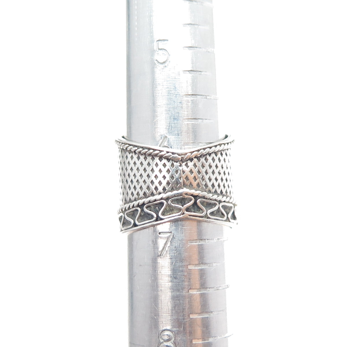 925 Sterling Silver Vintage Real Tourmaline Modernist Oxidized Ring Size 6.75
