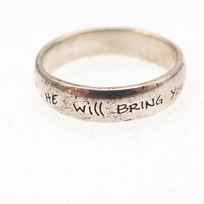 925 Sterling Silver Vintage If God Brings You To It Oxidized Band Ring Size 6.75