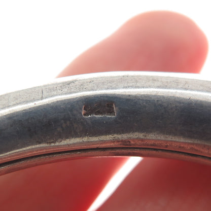 925 Sterling Silver Vintage Crescent Modernist Bangle Bracelet 7.75"