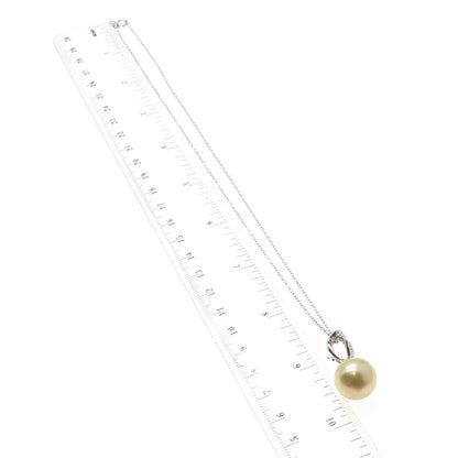 925 Sterling Silver Real Pearl & White Topaz Cable Chain Necklace 18"