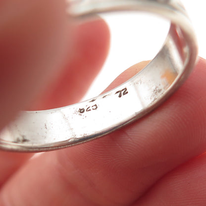 925 Sterling Silver Vintage Geometric Oxidized Band Ring Size 14
