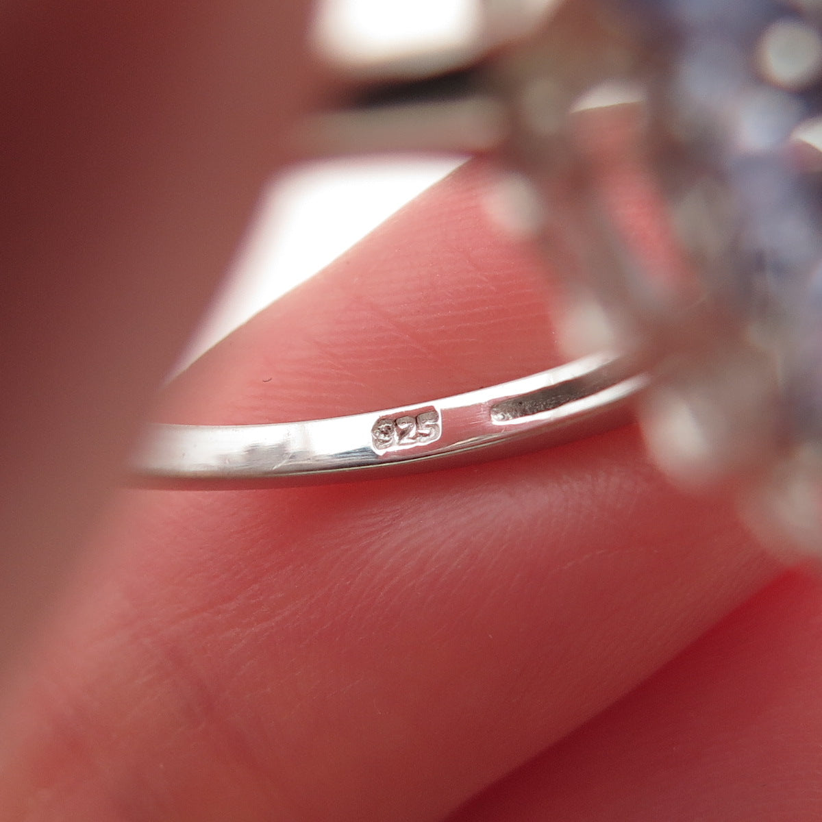 Chuck Clemency 925 Sterling Silver Real Tanzanite & White Topaz Ring Size 8.25