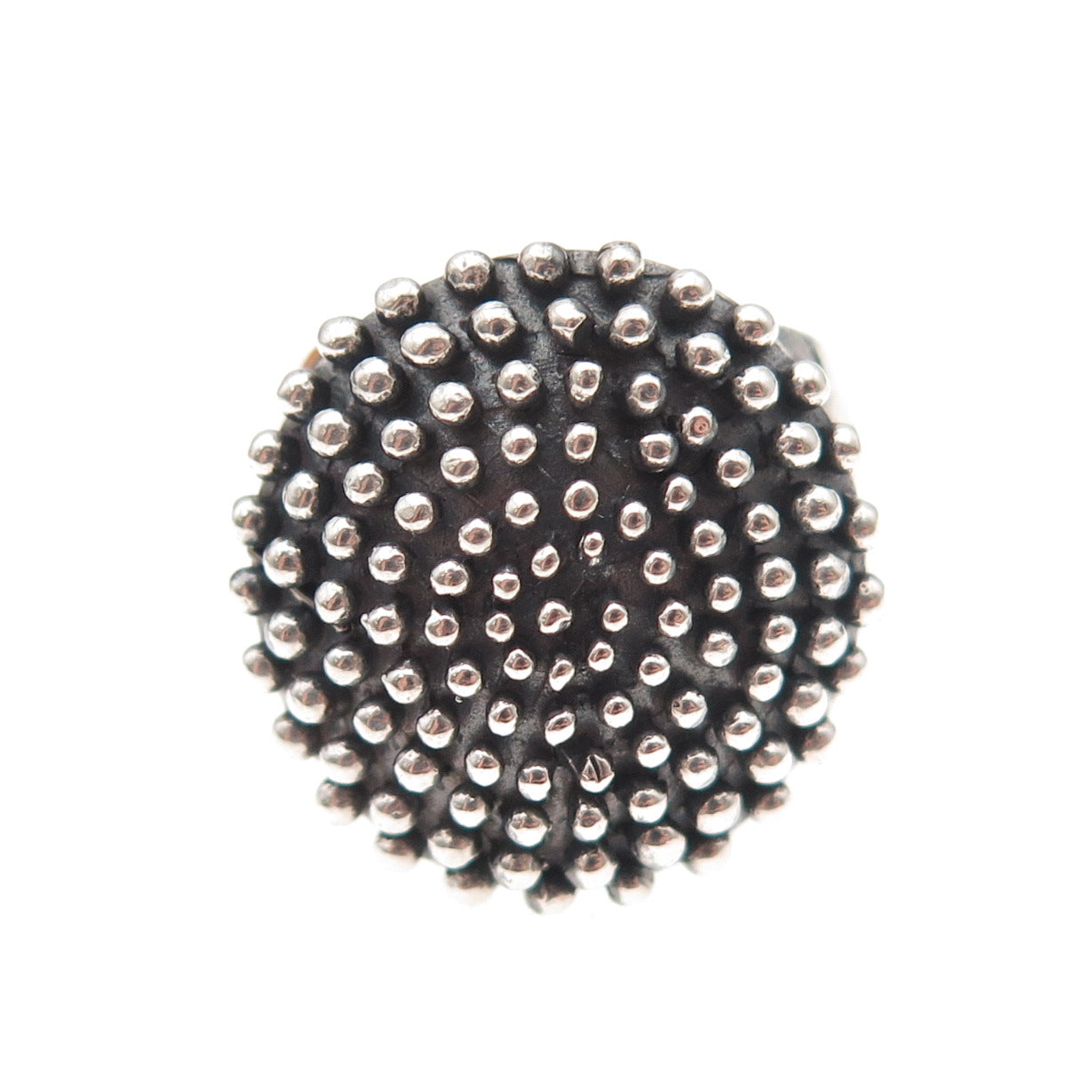 Sidney Evan 925 Sterling Silver Vintage Modernist Dotted Oxidized Ring Size 7.25