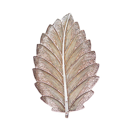 925 Sterling Silver Gold Plated Vintage GV Portugal Filigree Floral Leaf Brooch