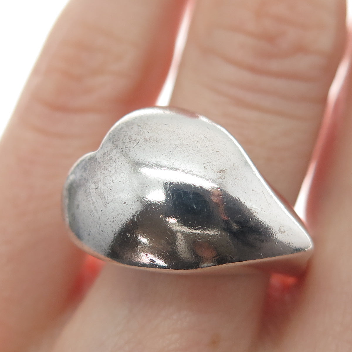 FURLA 925 Sterling Silver Vintage Italy Modernist Heart Dome Ring Size 6.25