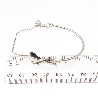 Pandora 925 Sterling Silver C Z Brilliant Bow Adjustable Bracelet 6-7.25"