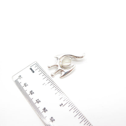 925 Sterling Silver Vintage Mexico Real Mother-of-Pearl Abstract Snail Brooch