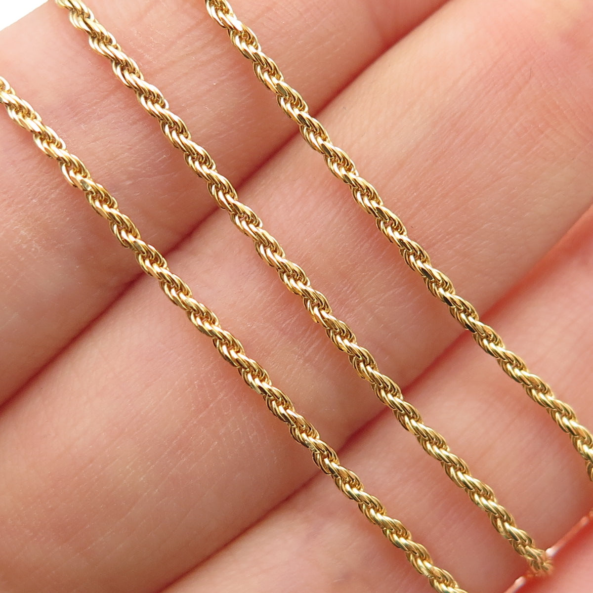 925 Sterling Silver Gold Plated Italy Twisted Rope Chain Necklace 16"